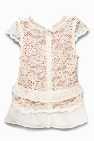 Ecru Ruffle Lace Blouse (3-16yrs)